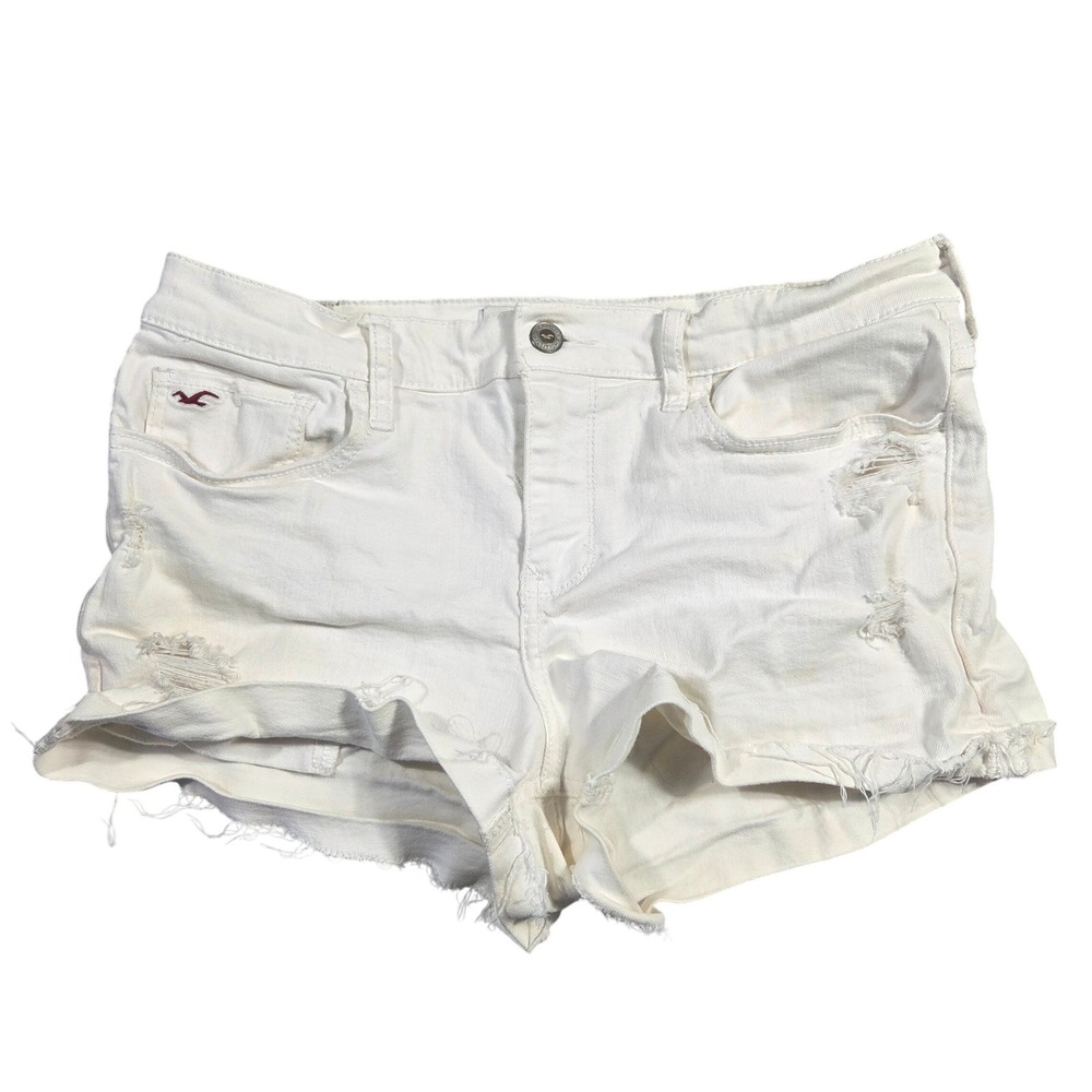 Y2k Hollister White Denim Cuffed Shorts Womens Size 28 Low Rise 2000s Bratz
